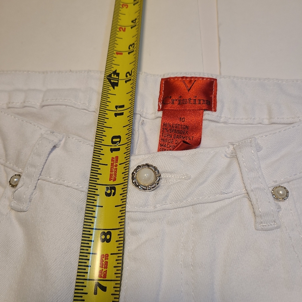 V Christina Women's Size 10 White Floral Embroidered Jeans Straight Pockets 29W - Picture 5 of 8